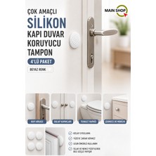 MAİN SHOP 4 Lü Paket Beyaz Silikon Kapı Kolu Duvar Koruyucu Tampon Darbe Emici Ses Önleyici Stoper