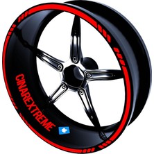 Starseven 4 Parçalı Kesikli Tasarımlı Bayrak Kırmızı Jant Şeridi Sticker