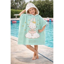 Evdek Ballerine Bunny Çocuk Panço Plaj Havlusu
