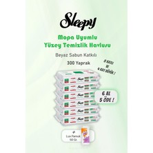 Starseven Sleepy 300 Yaprak 6 Al 5 Öde Beyaz Sabunlu Yer Temizlik Havlusu Pamuk