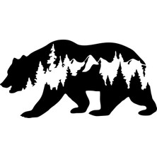 Starseven Sticker Usta Quart Ayı Off Road Bear Off Road Hayvan Doğa Oto Sticker Siyah 20 x 10 cm