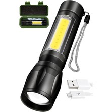 Starseven 3 Mod Metal Şarjlı El Feneri Zoomlu Mini Boy – Şarjlı Kamp Feneri, Gece Yürüyüş El Feneri, C