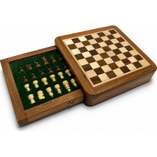 Twin Store Mıknatıslı Ahşap Satranç Takımı Çekmeceli Saklama Kutulu G230