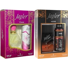 Starseven Jagler Parfüm Seti, Kadın 60ML + Deodorant, Erkek Hero 90ML + Deodorant, Unisex