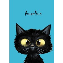 Starseven Aurelius: Personalisiertes Notizbuch, Din A5, 80 Blanko Seiten Mit Kleiner Katze Auf Jeder Rechten