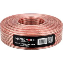 HypAirs Magicvoice 2x2.50 Şeffaf Kırmızı Çizgili 100 Metre Hoparlör Kablosu