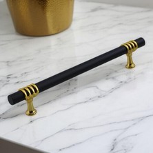 Starseven Eylül Mobilya Mutfak Dolabı Çekmece Dolap Kulpları Kapak Kulpu Kulbu Siyah Altın 224 mm Metal Kulp