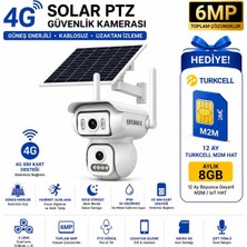 qromax 6MP Solar PTZ Çift Lensli 4G SIM Kartlı Kablosuz Güvenlik Kamerası + 12 Ay Turkcell Hat Hediye 4G_QR_S2