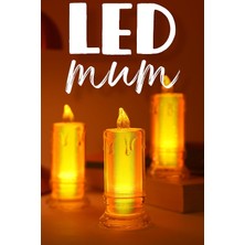 Starseven 3 Adet LED Mum Simli Tipi Pil Dahil Dumansız Ledli Yapay Dekoratif Mum Işığı Büyük PT423
