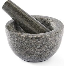 Starseven Rösle Doğal Granit Havan 12978-14 cm Çap, Siyah Granit Harç Tokmak, 5 cm Derinlik