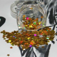 Starseven Tırnak Süsleme Işığı Yansıtan Parıltılı Yıldız Desenli Pul Nail Gold, 21