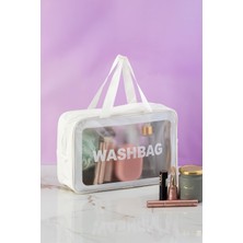 Starseven Porsima 3142-1 Şeffaf Seyahat Makyaj Çantası Su Geçirmez Organizer Washbag 20X30 cm