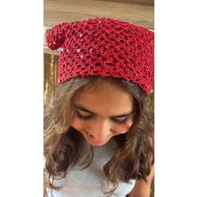 Starseven Kirmizi Örgü Bandana | Doğal Ip