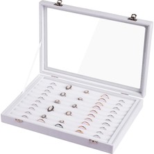 Starseven Frebeauty Yüzükler/küpeler Düzenleyici Tepsi Şeffaf Kapaklı 10 Yuvalı Kadife Çekmece Ekleme Takı