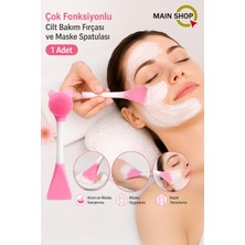 MAİN SHOP Çok Fonksiyonlu Silikon Maske Spatulası ve Cilt Temizleme Fırçası Çift Taraflı Yüz Bakım Aparatı 1 Adet