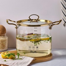 Starseven Logan Gold Kapaklı 5,5 L Cam Tencere 20X20 cm
