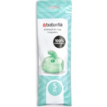 Starseven Brabantia 419683 Perfectfit 6l (S) - Rulo Başına 10 Adet Torbası, Mısır Nişastası, Beyaz, 16 x