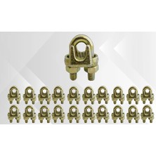 Starseven Çelik Halat Kelepçesi, 6mm, Sarı Galvaniz Kaplama, 20 Adet Set, A Tipi