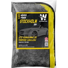 Starseven Wonkey - Ultra Kalın Mikrofiber Oto Araba Yıkama Kurulama Havlusu 60X30 Cm, Orta Boy Çift Katlı Ara