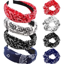 Starseven Tobatoba Kadınlar Için 8'li Paket Bandana Kafa Bandı, Elastik Şal Desenli Saç Bantları, Kadınlar Iç