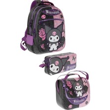 Starseven Wiggle Kuromi Temalı 3'lü Okul Seti Sırt Çantası-Beslenme Çantası-Kalemlik
