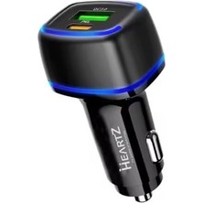Starseven Heartz CR01 Adaptörü Dual Port Pd Araç Şarji Yeni̇ Nesi̇l Pd + Standart USB Ledli̇