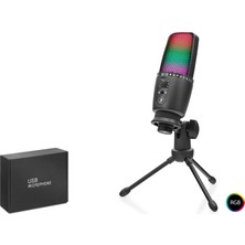 Renas Store Profesyonel Rgb Mikrofon Dokunmatik Mute ve Gain Kontrollü Type-C - Siyah ME31