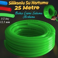 Starseven Bahçe Çeşme Su Hortumu Iç Çap 1/2 Naturel Silikonlu Sulama Araç Yıkama Hortum 25 Metre