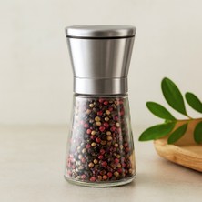 Uravas Store Mini Cam Hazneli Tuz ve Baharat Öğütücü - Krom Kaplama