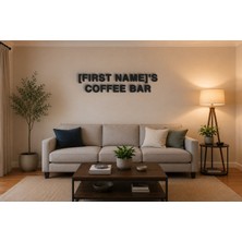 Boyutron [fırst Name]'s Coffee Bar Modern 3D Baskı Dekoratif Duvar Yazısı Tablo - Mat Siyah - 15 cm Yükseklik