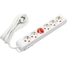 Uravas Store 6lı - 3mt Uzatma Kablo - Topraklı Grup Priz (5047)