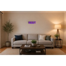Boyutron Rest Modern 3D Baskı Dekoratif Duvar Yazısı Tablo - Purple - 15 cm Yükseklik