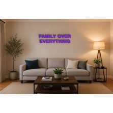 Boyutron Famıly Over Everythıng Modern 3D Baskı Dekoratif Duvar Yazısı Tablo - Purple - 15 cm Yükseklik