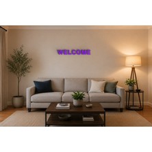 Boyutron Welcome Modern 3D Baskı Dekoratif Duvar Yazısı Tablo - Purple - 15 cm Yükseklik