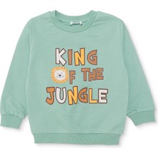 Hellobaby Erkek Bebek Sweatshirt Yazı Baskılı Bisiklet Yaka Uzun Kol