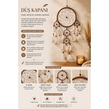 Novaly Store El Yapımı Kahverengi Düş Kapanı – Bohem Duvar Süsü, Doğal Tüylü Dream Catcher, Ev ve Oda Dekoru