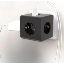 Uravas Store Isıya Dayanıklı Termal Akım Korumalı ve Çocuk Korumalı 3 Priz Girişli 3 USB Girişli Küp Priz (5047)
