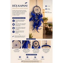 Novaly Store El Yapımı Mavi Düş Kapanı – Bohem Duvar Süsü, Tüylü Dream Catcher, Ev ve Oda Dekoru