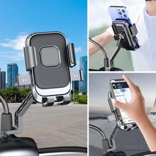 Uravas Store Motor,motosiklet,bisiklet ,scooter Için 360 Derece Dönebilen Dikiz Aynası Versiyonu Telefon Tutucu Aparat (5047)