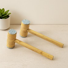 Uravas Store Çift Başlı Et Dövecek Tokmak - Metal Başlı, Ahşap Saplı (4.3X10 Cm, Sap 25.5 Cm)