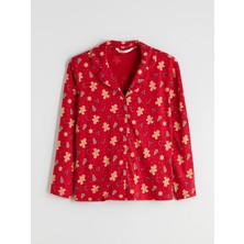 Lc Waikiki Yeni Sezon Gömlek Yaka Yılbaşı Temalı Kadın Pijama Üstü