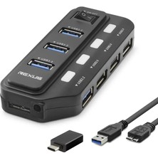 Uravas Store USB Type-C 3.2 Gen1 Anahtarlı Hub 7 Port 5 Gbps Siyah U332