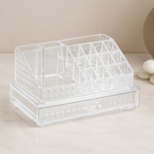 Uravas Store Tek Çekmeceli 16 Bölmeli Şeffaf Makyaj ve Takı Organizeri 23.3X13.5X11.5 cm