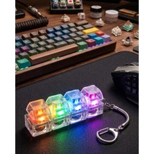 Uravas Store Işıklı Mekanik Tuş Anahtarlık Klik Sesli Stres Oyuncağı Fidget