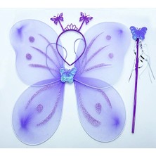 Uravas Store Lila Renk Kelebek Kanadı Tacı ve Sopası 50X37 cm (5047)