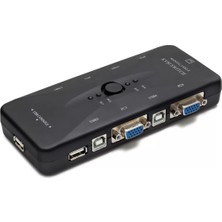 Uravas Store VGA USB Kvm Swıtch 4 In 1 Out + 4 Port USB Console - Sıyah HD230