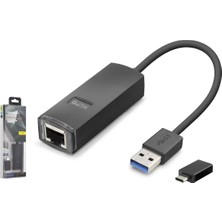 Uravas Store USB 3.1 USB Type-C Gen1 Ethernet Adaptör Gigabit Siyah LAN03
