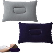 Subutu Şişme Kamp Yolculuk Yastığı - Ergonomik - Kadife Yüzey