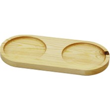 Uravas Store 2 Bölmeli - Oval   Açık Renk=sade  Ahşap Yağdanlık Altlık  27X12.5CM (5047)