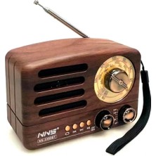 Uravas Store Küçük Boy Retro, Nostaljik, Ahşap Tasarım Bluetooth Hoparlörlü, Şarjlı, Taşınabilir Büyük Döndürülebilen Düğmeli Fm/am Destekli Radyo NS3380 (5047)